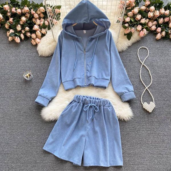 women's tracksuits singreiny women autumn korean casual sports set long sleeve hooded zipper outerwear+high waist wide leg shorts two p, Gray
women's tracksuits singreiny women autumn korean casual sports set long sleeve hooded zipper outerwear+high waist wide leg shorts two p, Gray