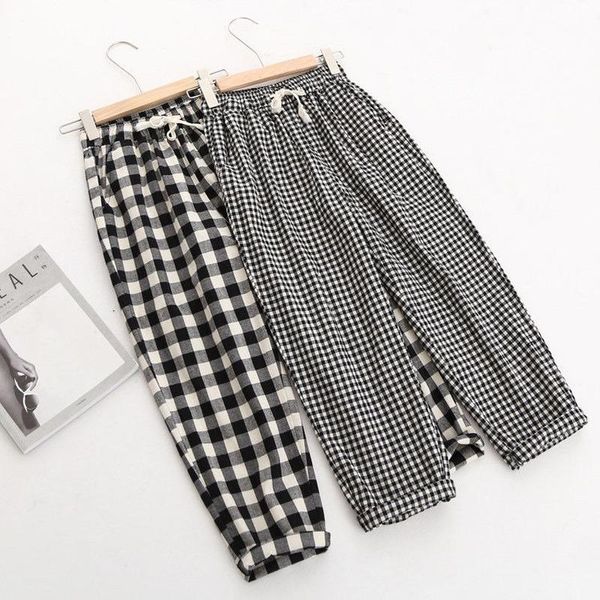 women's pants & capris 2021 spring summer plaid harem drawstring waist large size casual loose cotton linen trousers women, Black;white
women's pants & capris 2021 spring summer plaid harem drawstring waist large size casual loose cotton linen trousers women, Black;white