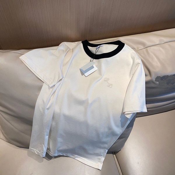 luxury design summer style chest embroidery contrast neckline short sleeve women's simple casual t-shirt 052502, White
luxury design summer style chest embroidery contrast neckline short sleeve women's simple casual t-shirt 052502, White