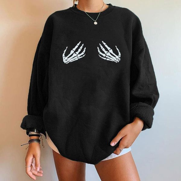 women's hoodies & sweatshirts drop shoulder funny clothes skeleton claw print long sleeve women crew neck plus size loose sweatshirt, Black
women's hoodies & sweatshirts drop shoulder funny clothes skeleton claw print long sleeve women crew neck plus size loose sweatshirt, Black