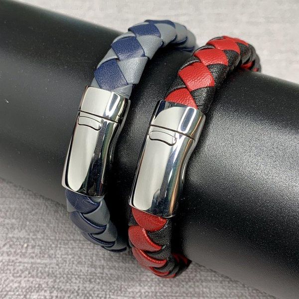 cuff punk braid leather bracelet for boyfriend jewelry black stainless steel clasp wristband fashion bangles personalized gifts, White
cuff punk braid leather bracelet for boyfriend jewelry black stainless steel clasp wristband fashion bangles personalized gifts, White
