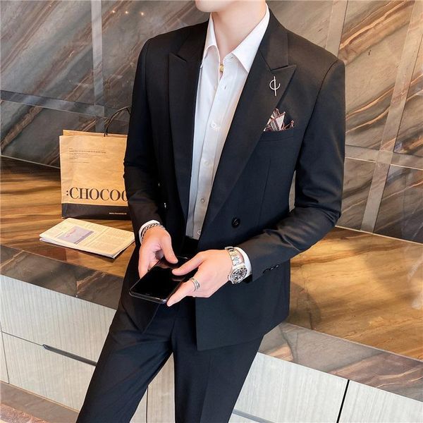 men's suits & blazers korean version slim fit handsome bridegroom wedding suit two piece terno masculino men's casual 2021, White;black
men's suits & blazers korean version slim fit handsome bridegroom wedding suit two piece terno masculino men's casual 2021, White;black