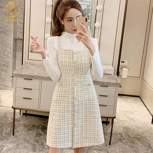 hma arrival spring woolen plaid spaghetti strap dress suit luxury ladies temperament 2 piece set 211106, White
hma arrival spring woolen plaid spaghetti strap dress suit luxury ladies temperament 2 piece set 211106, White