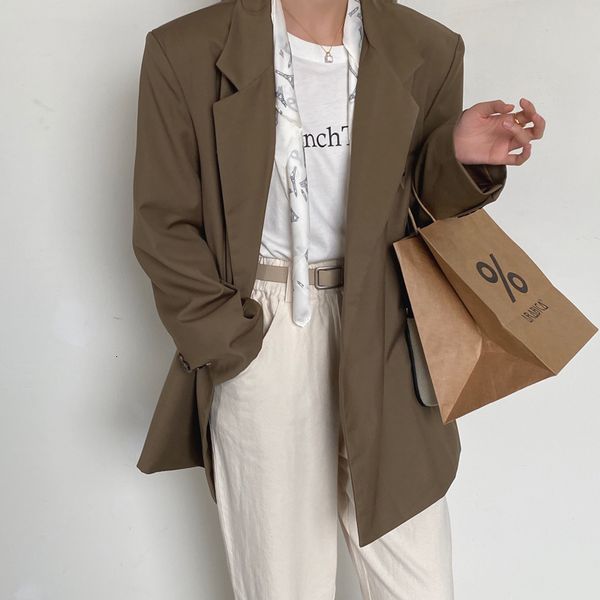 2021 ol fashion vintage khaki blazer coat women new elegant work notched suit jacket loose blazers woman clothes pj2c, White;black
2021 ol fashion vintage khaki blazer coat women new elegant work notched suit jacket loose blazers woman clothes pj2c, White;black