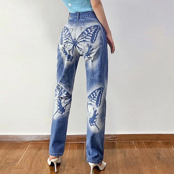 women's jeans butterfly print women streetwear pants plus size clothing high waist fashion loose straight leg mom, Blue
women's jeans butterfly print women streetwear pants plus size clothing high waist fashion loose straight leg mom, Blue