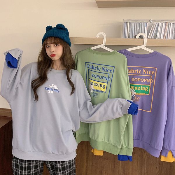 2021 new harajuku-style fake two-piece capless pullover loose drop shoulder long-sleeved sweatshirt autumn fashion tx2x, Black
2021 new harajuku-style fake two-piece capless pullover loose drop shoulder long-sleeved sweatshirt autumn fashion tx2x, Black