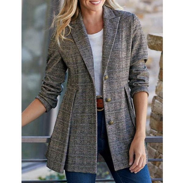 women's jackets lugentolo plaid women fall fashion suit collar long sleeve jacket large size slim for, Black;brown
women's jackets lugentolo plaid women fall fashion suit collar long sleeve jacket large size slim for, Black;brown