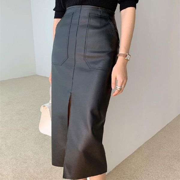 skirts limiguyue pu leather skirt women high waist pocket package hip front split zipper midi pencil beige jupe k1336, Black
skirts limiguyue pu leather skirt women high waist pocket package hip front split zipper midi pencil beige jupe k1336, Black