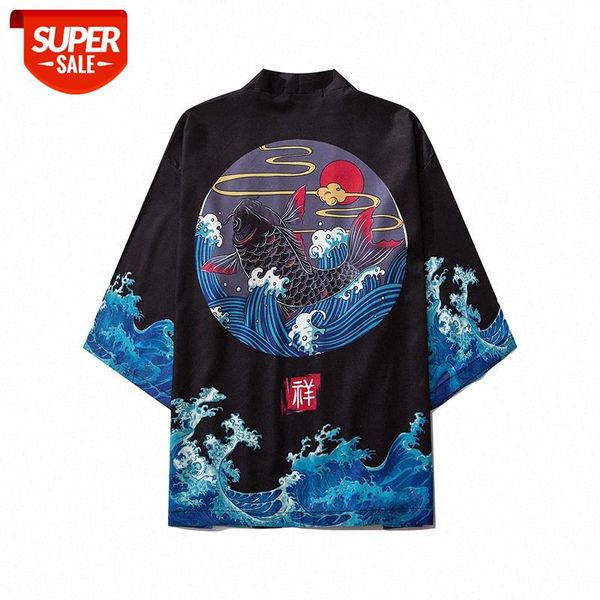 japanese chinese style wave carp auspicious clouds robe kimono three-quarter sleeve loose sun protection shirt #pg2r, White;black
japanese chinese style wave carp auspicious clouds robe kimono three-quarter sleeve loose sun protection shirt #pg2r, White;black