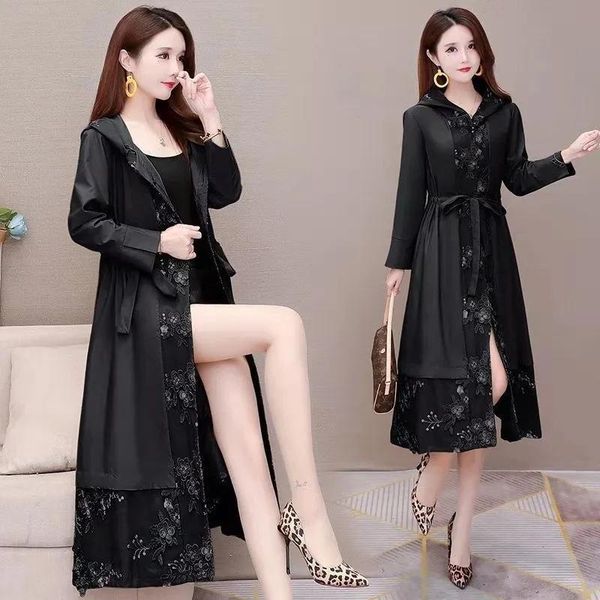 women's trench coats plus size women long coat fashion casual spring autumn patchwork hooded windbreaker embroidered lace-up female ove, Tan;black
women's trench coats plus size women long coat fashion casual spring autumn patchwork hooded windbreaker embroidered lace-up female ove, Tan;black