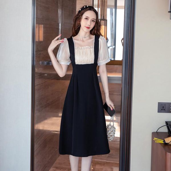 party dresses ress vestidos robe femme mujer verano 202... for women summer longue fiesta casual maxi midi fake two lace perspective elegant, White;black 
party dresses ress vestidos robe femme mujer verano 202... for women summer longue fiesta casual maxi midi fake two lace perspective elegant, White;black