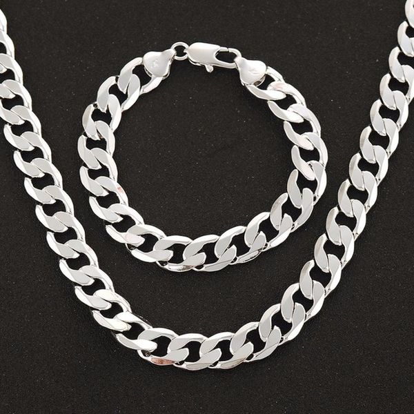 mens jewelry sets white gold filled plain curb link cuban chain necklace & bracelet set (24" & 8.26"), Silver
mens jewelry sets white gold filled plain curb link cuban chain necklace & bracelet set (24" & 8.26"), Silver