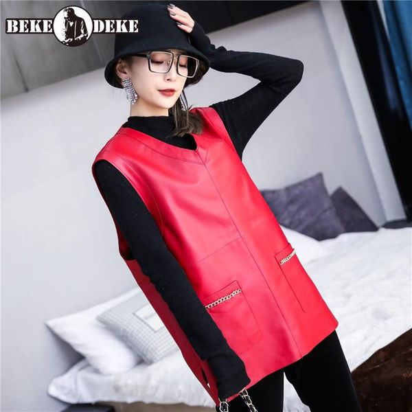 women's vests womens genuine leather v-neck vest jacket office lady loose korean style sheepskin sleeveless pullover, Black;white
women's vests womens genuine leather v-neck vest jacket office lady loose korean style sheepskin sleeveless pullover, Black;white