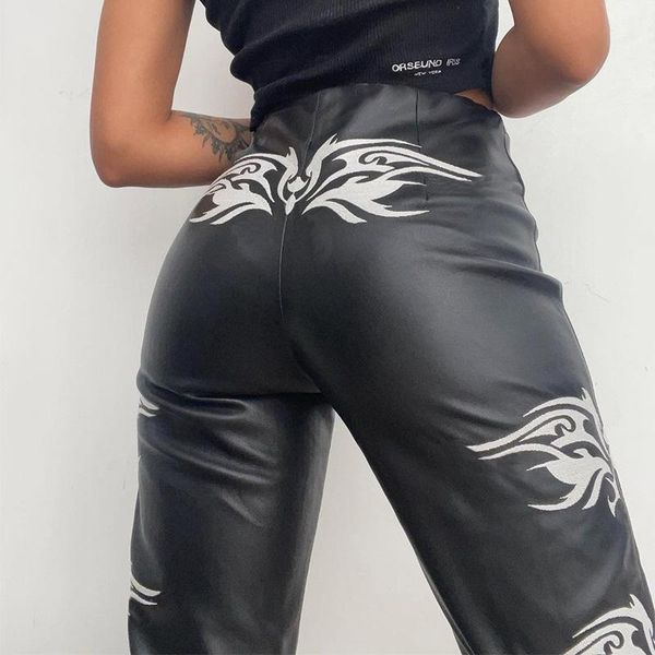 women's pants & capris street fashion leather flare for women black pu fire printed autumn zipper loose trousers female europen style p, Black;white
women's pants & capris street fashion leather flare for women black pu fire printed autumn zipper loose trousers female europen style p, Black;white