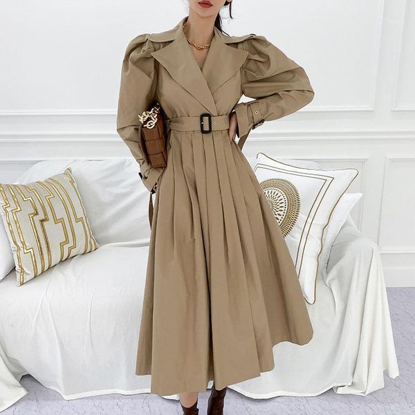 women's trench coats chic korean women long puff pleeve lace up coat autumn casual lapel pleated windbreaker streetwear loose outwear o, Tan;black
women's trench coats chic korean women long puff pleeve lace up coat autumn casual lapel pleated windbreaker streetwear loose outwear o, Tan;black