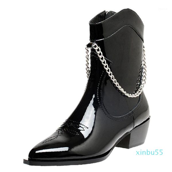 boots autumn winter leather black ankle zip metal chain decoration women shoes handsome pointed mid heel fashion1
boots autumn winter leather black ankle zip metal chain decoration women shoes handsome pointed mid heel fashion1