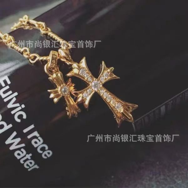 v gold double cross necklace plated 18k with diamond pendant net red same ch fashion couple sweater chain, Red;brown
v gold double cross necklace plated 18k with diamond pendant net red same ch fashion couple sweater chain, Red;brown
