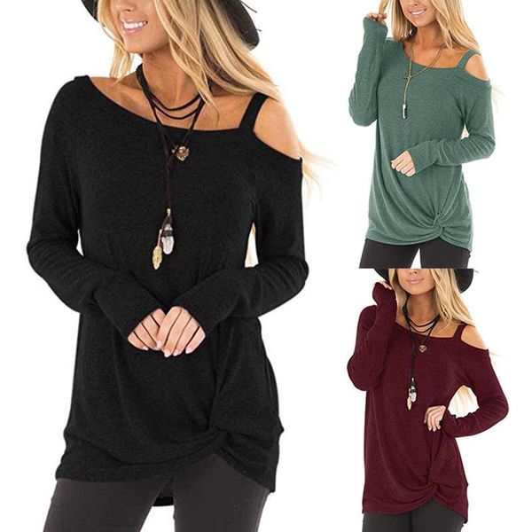 women's t-shirt kf-women's shirts long sleeve crewneck off shoulder pullovers solid casual tunic blouses color twisted, White
women's t-shirt kf-women's shirts long sleeve crewneck off shoulder pullovers solid casual tunic blouses color twisted, White