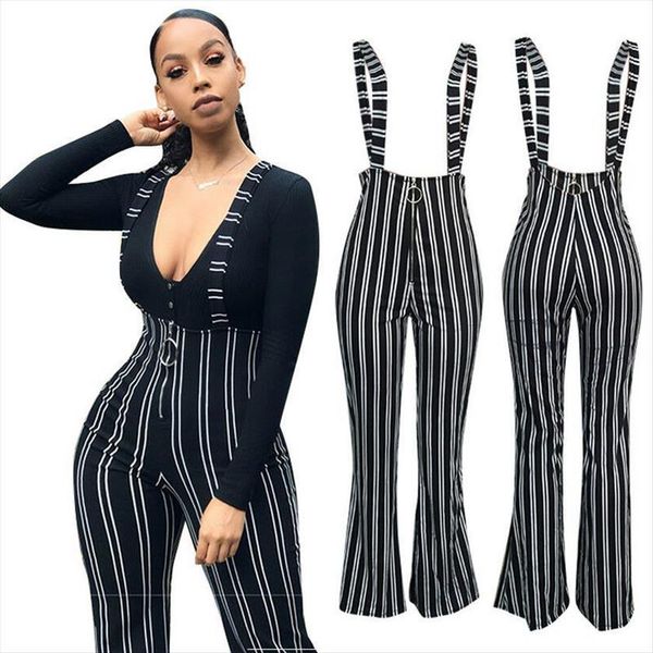 goocheer rompers overalls striped women capris high waist zipper flare trousers black overall pant female bottom, Black;white
goocheer rompers overalls striped women capris high waist zipper flare trousers black overall pant female bottom, Black;white