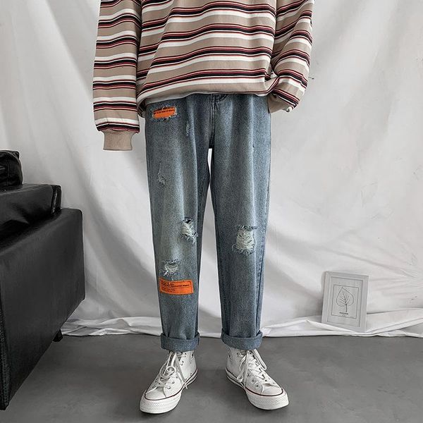 men's jeans spring and summer 2021 ripped pants casual trendy brand beggar ankle length wild patch, Blue
men's jeans spring and summer 2021 ripped pants casual trendy brand beggar ankle length wild patch, Blue