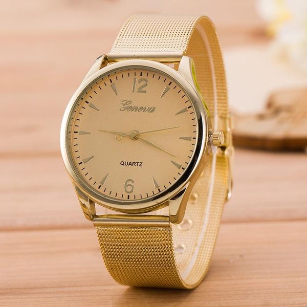 wristwatches geneva ladies trend golden stainless steel mesh belt watch digital simple ultra-thin strap alloy quartz women watches relógio, Slivery;brown
wristwatches geneva ladies trend golden stainless steel mesh belt watch digital simple ultra-thin strap alloy quartz women watches relógio, Slivery;brown