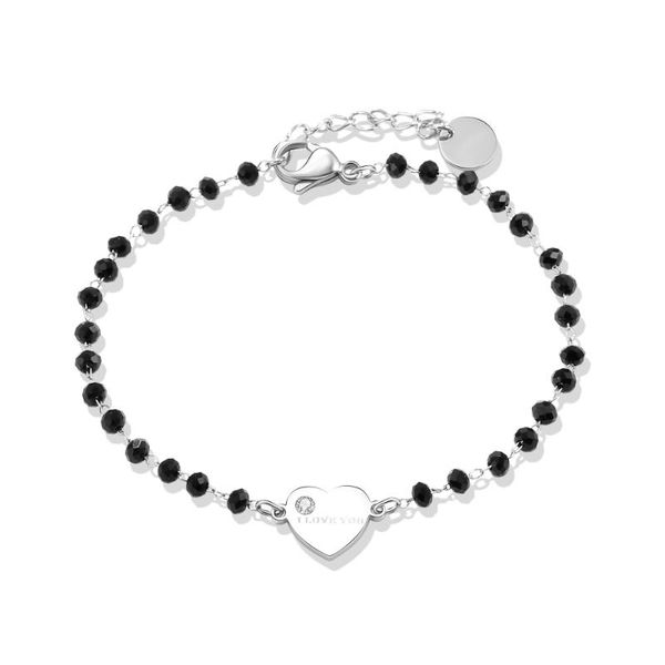 charm bracelets i love you heart for women black crystal beads chain stainless steel bracelet engagement jewelry 2021, Golden;silver
charm bracelets i love you heart for women black crystal beads chain stainless steel bracelet engagement jewelry 2021, Golden;silver