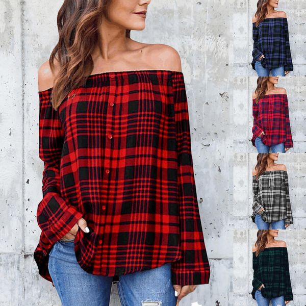 40# elegant plaid blouse women plaid off shoulder long sleeve harajuku shirt blouse drop shipping, White
40# elegant plaid blouse women plaid off shoulder long sleeve harajuku shirt blouse drop shipping, White
