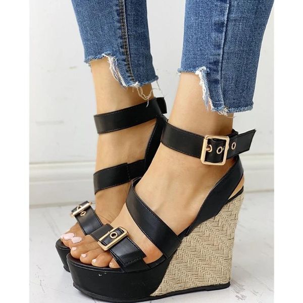 ribetrini vintage female solid buckle open toe platform shoes women sandals high wedges casual leisure summer sandals, Black
ribetrini vintage female solid buckle open toe platform shoes women sandals high wedges casual leisure summer sandals, Black