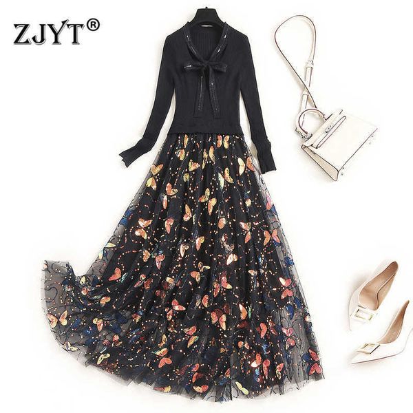 spring designers elegant bow collar full sleeve butterfly embroidery mesh patchwork sweater dresses party festa casual 210601, Black;gray
spring designers elegant bow collar full sleeve butterfly embroidery mesh patchwork sweater dresses party festa casual 210601, Black;gray