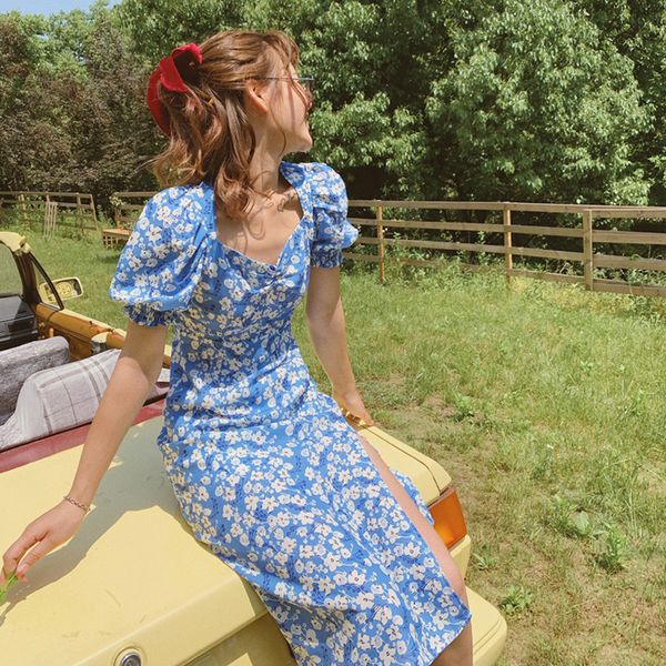 summer french style retro puff blue floral fairy short sleeve dress waii slit waist ugdl, Black;gray
summer french style retro puff blue floral fairy short sleeve dress waii slit waist ugdl, Black;gray