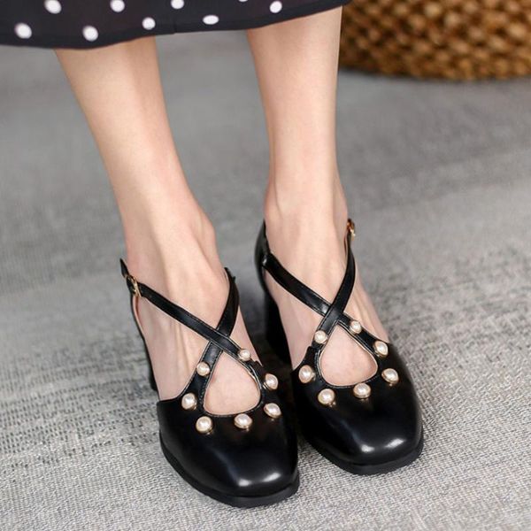 sandals elegant great quality pearls cosy chunky heels cross-strap summer office lady shoes big size 46, Black
sandals elegant great quality pearls cosy chunky heels cross-strap summer office lady shoes big size 46, Black