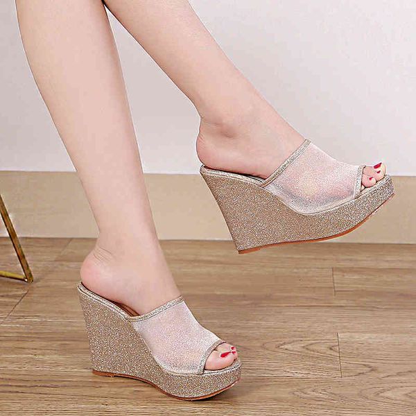 sandals new thick-soled outer wear high heel shoes lace mesh gauze fish mouth wedge sandals and slippers female summer flip flops, Black
sandals new thick-soled outer wear high heel shoes lace mesh gauze fish mouth wedge sandals and slippers female summer flip flops, Black