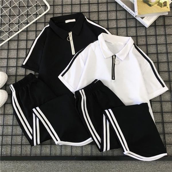 2 piece set women striped casual streetwear zipper sport tracksuit women t-shirt +pants harajuku women two piece outfits, Gray
2 piece set women striped casual streetwear zipper sport tracksuit women t-shirt +pants harajuku women two piece outfits, Gray