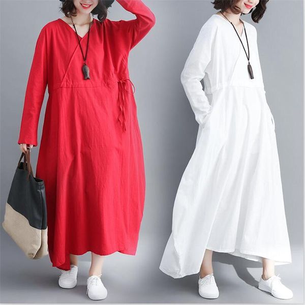 casual dresses 2021 women autumn vintage loose long dress large size 2xl cotton and linen solid v-neck slim full sleeves maxi vestido, Black;gray
casual dresses 2021 women autumn vintage loose long dress large size 2xl cotton and linen solid v-neck slim full sleeves maxi vestido, Black;gray