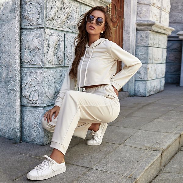 2020tracksuits 2 piece set autumn womens loose hoodies crop hooded sweatshirt sweatpant haren trousers running jogger suit, White;black
2020tracksuits 2 piece set autumn womens loose hoodies crop hooded sweatshirt sweatpant haren trousers running jogger suit, White;black