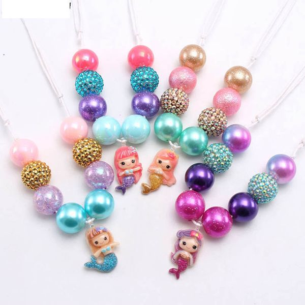 girls necklaces pendants jewelry childrens accessories cute mermaid children beads b7950, Red;brown 
girls necklaces pendants jewelry childrens accessories cute mermaid children beads b7950, Red;brown