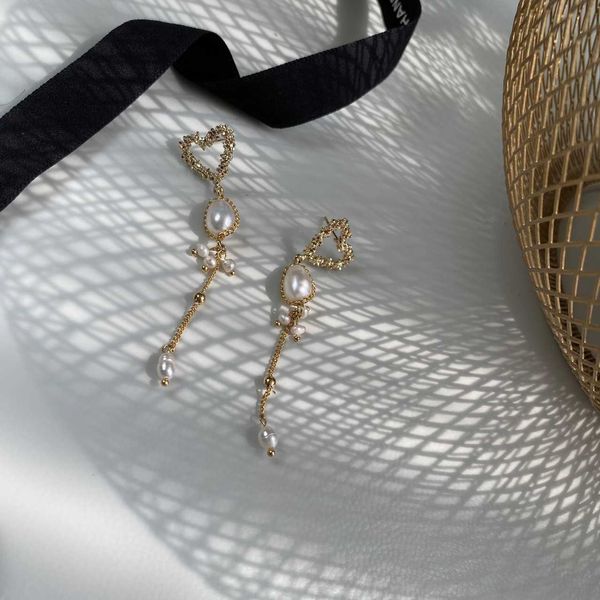 202 diamond women's fresh water pearl tassel pearl baroque geometric love gold earrings e13-8, Silver
202 diamond women's fresh water pearl tassel pearl baroque geometric love gold earrings e13-8, Silver