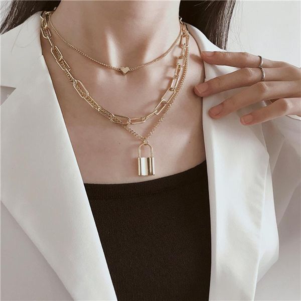 pendant necklaces multi layer lover lock choker necklace steampunk padlock heart chain collier couple gift jewelry, Silver
pendant necklaces multi layer lover lock choker necklace steampunk padlock heart chain collier couple gift jewelry, Silver