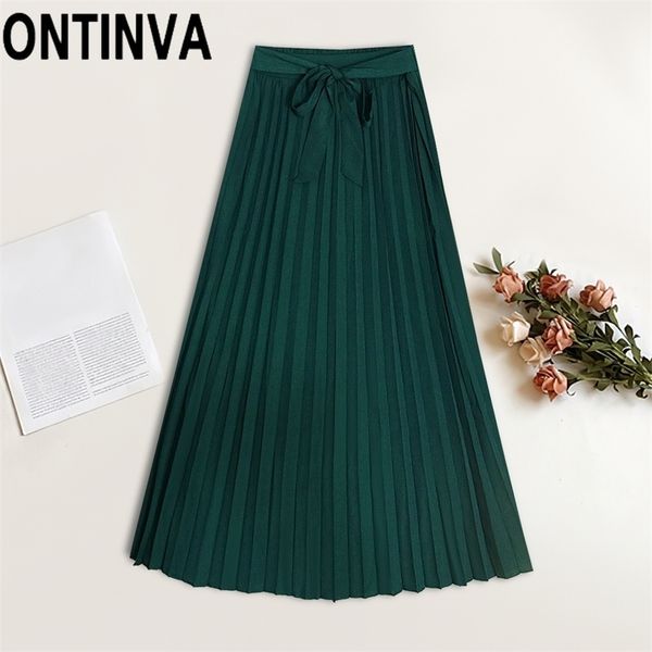 summer woman pleated green long skirts womens maxi skirt jupe ankle length a line waist belt sashes elegant jupe saias 210310, Black
summer woman pleated green long skirts womens maxi skirt jupe ankle length a line waist belt sashes elegant jupe saias 210310, Black