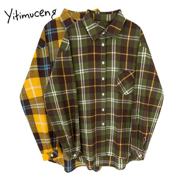 yitimuceng blouse oversized loose style pocket women vintage plaid shirts office lady spring fashion clothing green casual 210601, White
yitimuceng blouse oversized loose style pocket women vintage plaid shirts office lady spring fashion clothing green casual 210601, White