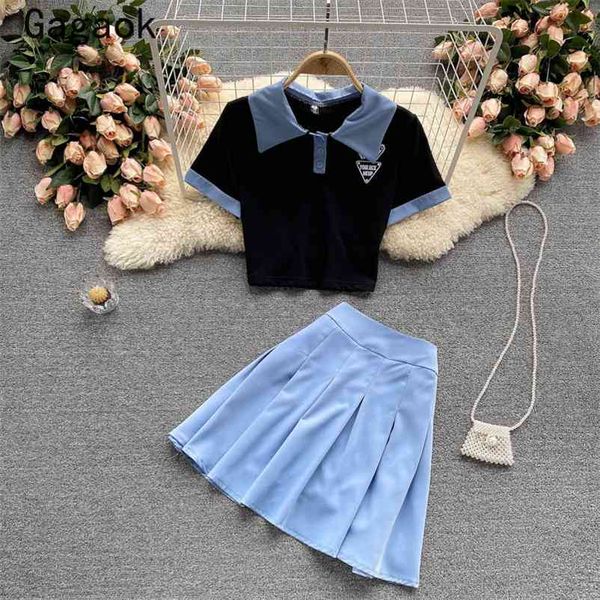 two piece set women summer japan style kawaii fashion casual wild outfits lapel short + mini pleated skirts 210531, White
two piece set women summer japan style kawaii fashion casual wild outfits lapel short + mini pleated skirts 210531, White