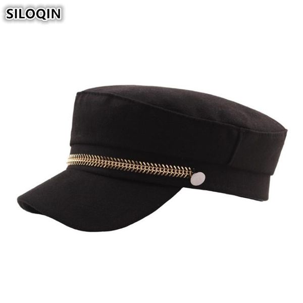 berets siloqin trend autumn women's army military hats elegant retro flat cap for women golden chain decoration fashion lady brands hat, Blue;gray
berets siloqin trend autumn women's army military hats elegant retro flat cap for women golden chain decoration fashion lady brands hat, Blue;gray