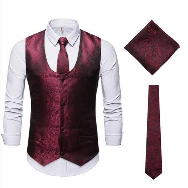 men's vests 3 pcs men`s vest u-neck sleeveless party black red single-breasted suit square scarf tie sets for men plus size xxl, Black;white
men's vests 3 pcs men`s vest u-neck sleeveless party black red single-breasted suit square scarf tie sets for men plus size xxl, Black;white