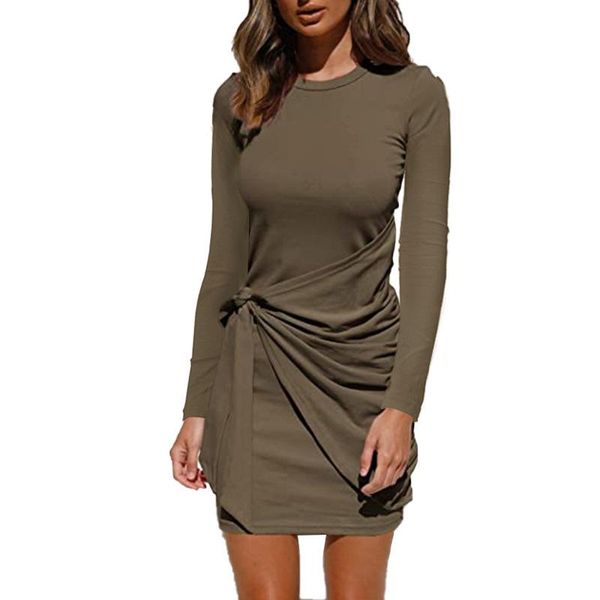 casual dresses autumn winter women dress solid color shirring ruffle bow belt full length sleeve tie slim fashion party, Black;gray
casual dresses autumn winter women dress solid color shirring ruffle bow belt full length sleeve tie slim fashion party, Black;gray