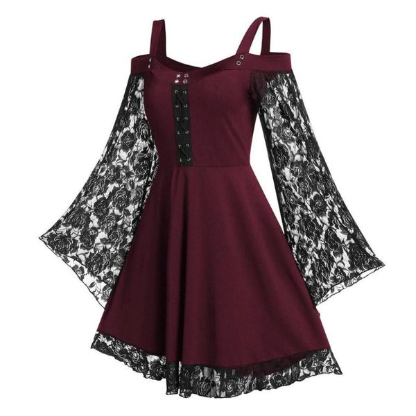women dress gothic cold shoulder long flared sleeve waist tight bandage party dress street wear woman fashion 2021 elegant, Black;gray
women dress gothic cold shoulder long flared sleeve waist tight bandage party dress street wear woman fashion 2021 elegant, Black;gray