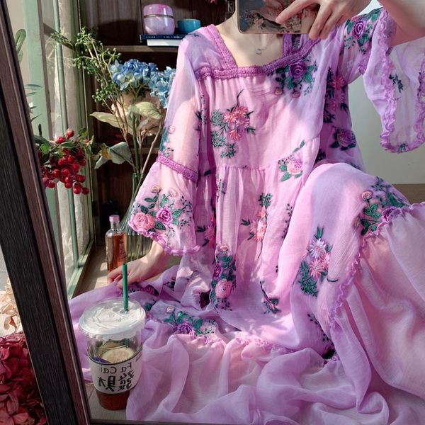 casual dresses dress for women spring summer korean fashion elegant flare sleeve floral embroidery oversized purple/pink maxi, Black;gray
casual dresses dress for women spring summer korean fashion elegant flare sleeve floral embroidery oversized purple/pink maxi, Black;gray