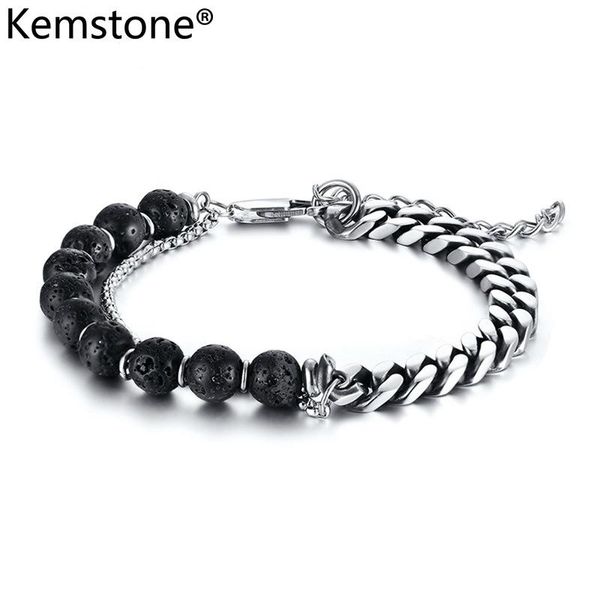 link, chain kemstone stainless steel black lava stone double layer adjustable bracelet male jewelry gift for men
link, chain kemstone stainless steel black lava stone double layer adjustable bracelet male jewelry gift for men