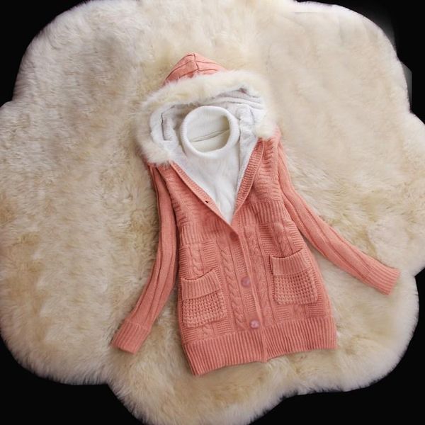women's sweaters winter women cardigan sweater coat thick fur hooded warm long sleeve cashmere knit, White;black
women's sweaters winter women cardigan sweater coat thick fur hooded warm long sleeve cashmere knit, White;black