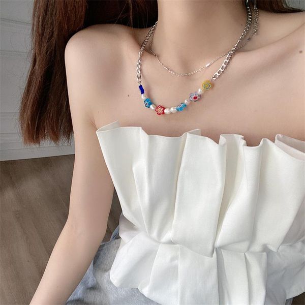 chains 2021 korea colored glaze flower pearl metal double layer stacking detachable necklace for women girls colorful jewelry, Silver
chains 2021 korea colored glaze flower pearl metal double layer stacking detachable necklace for women girls colorful jewelry, Silver