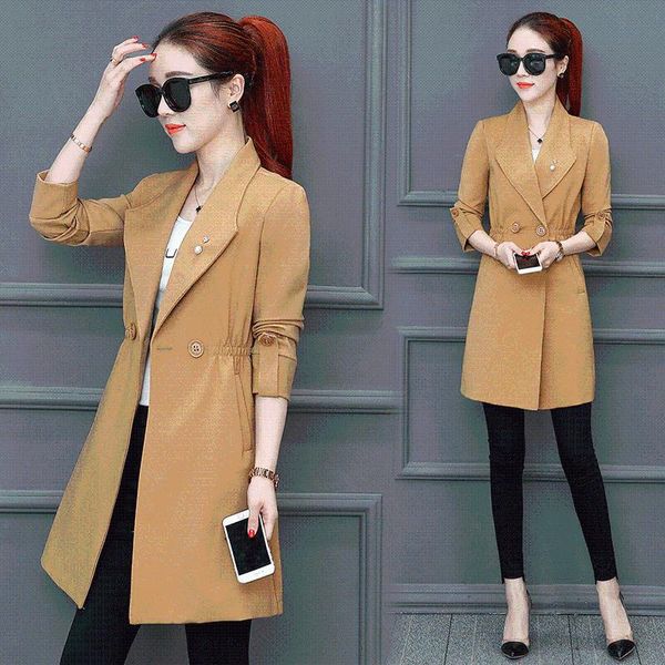 women's trench coats 2021 spring ladies long section of windbreaker korean waist thin fashion women lapel wild jacket, Tan;black
women's trench coats 2021 spring ladies long section of windbreaker korean waist thin fashion women lapel wild jacket, Tan;black